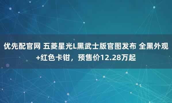 优先配官网 五菱星光L黑武士版官图发布 全黑外观+红色卡钳，预售价12.28万起